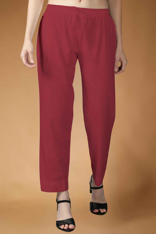 Berry Red Rayon Kurti Pant