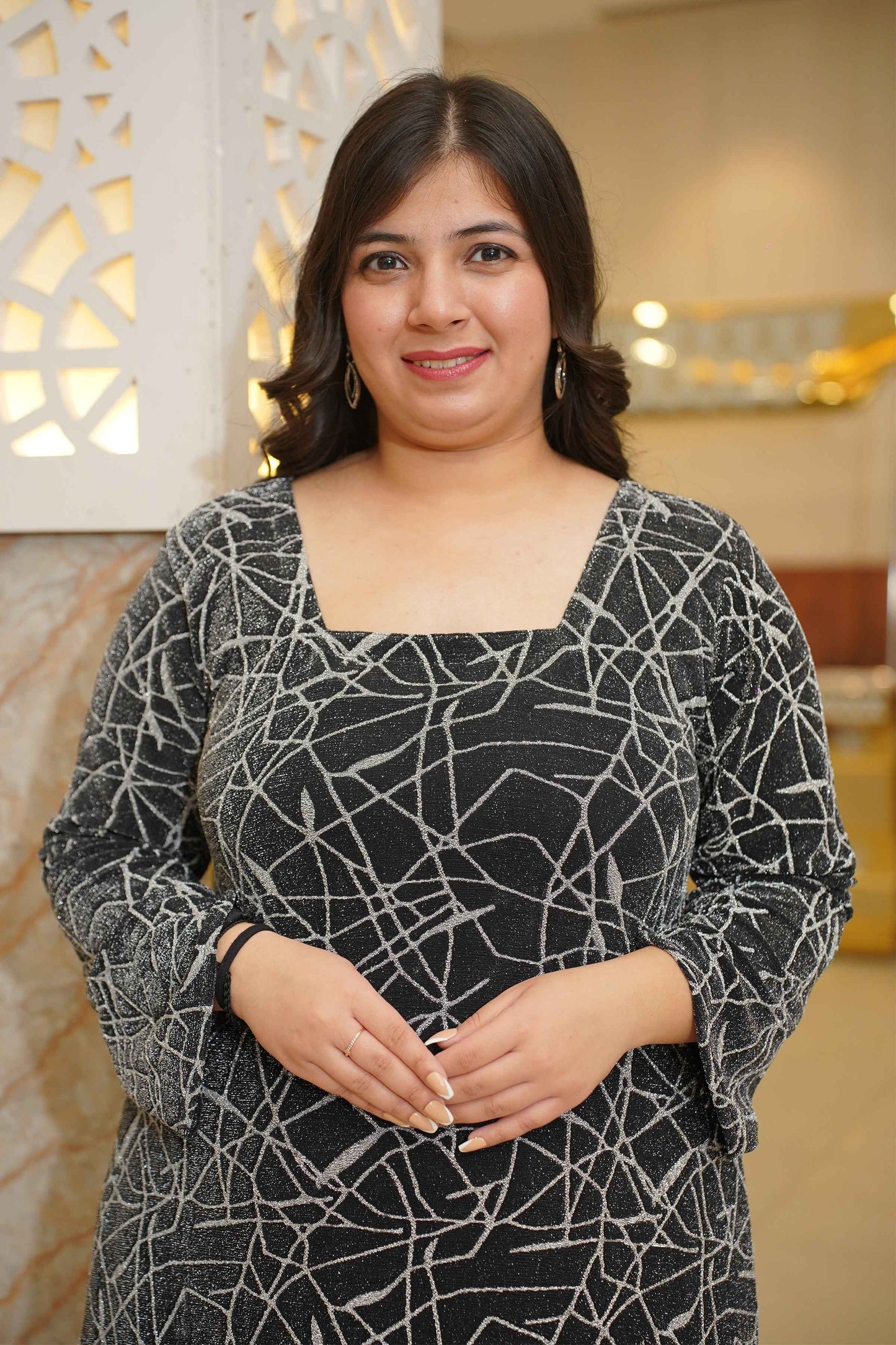 Moonlit Radiance Shimmer Cocktail Dress