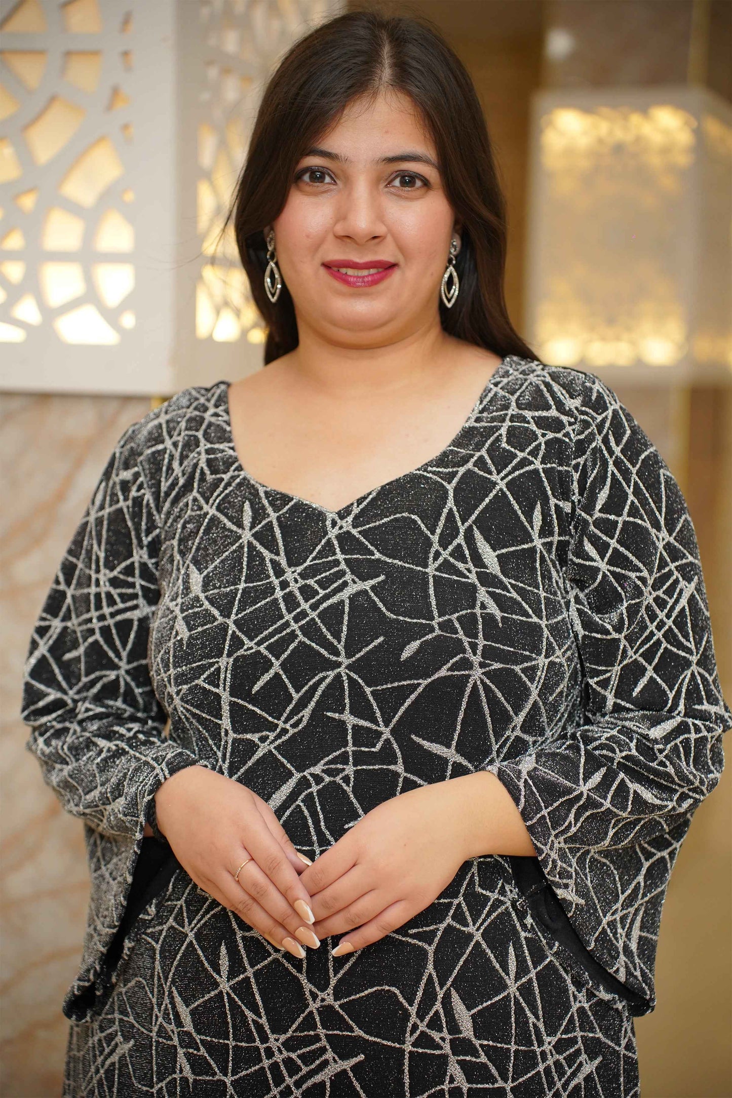 Moonlit Radiance Cocktail Calf Dress