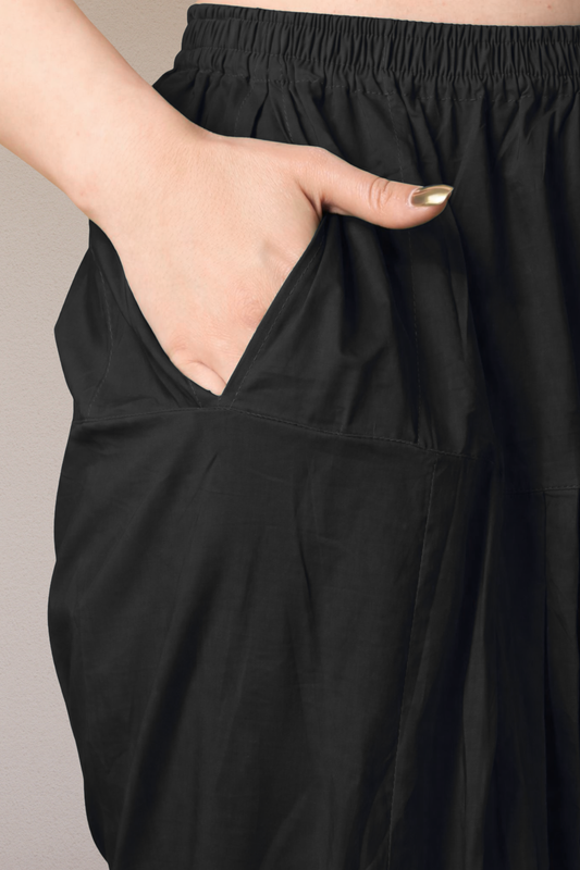 Black Pleated Cotton Salwar