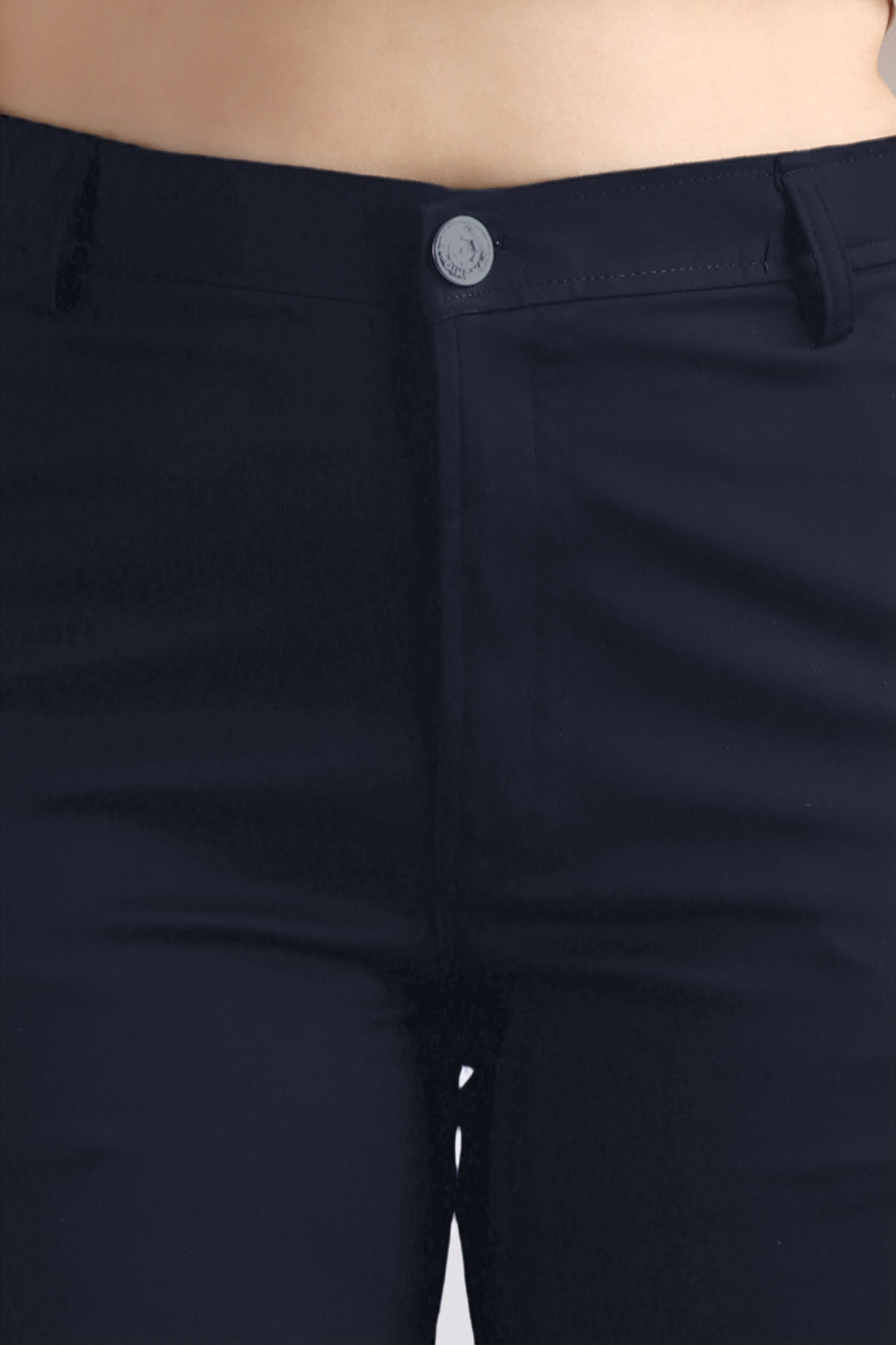 Navy Blue Stretch Formal Trousers