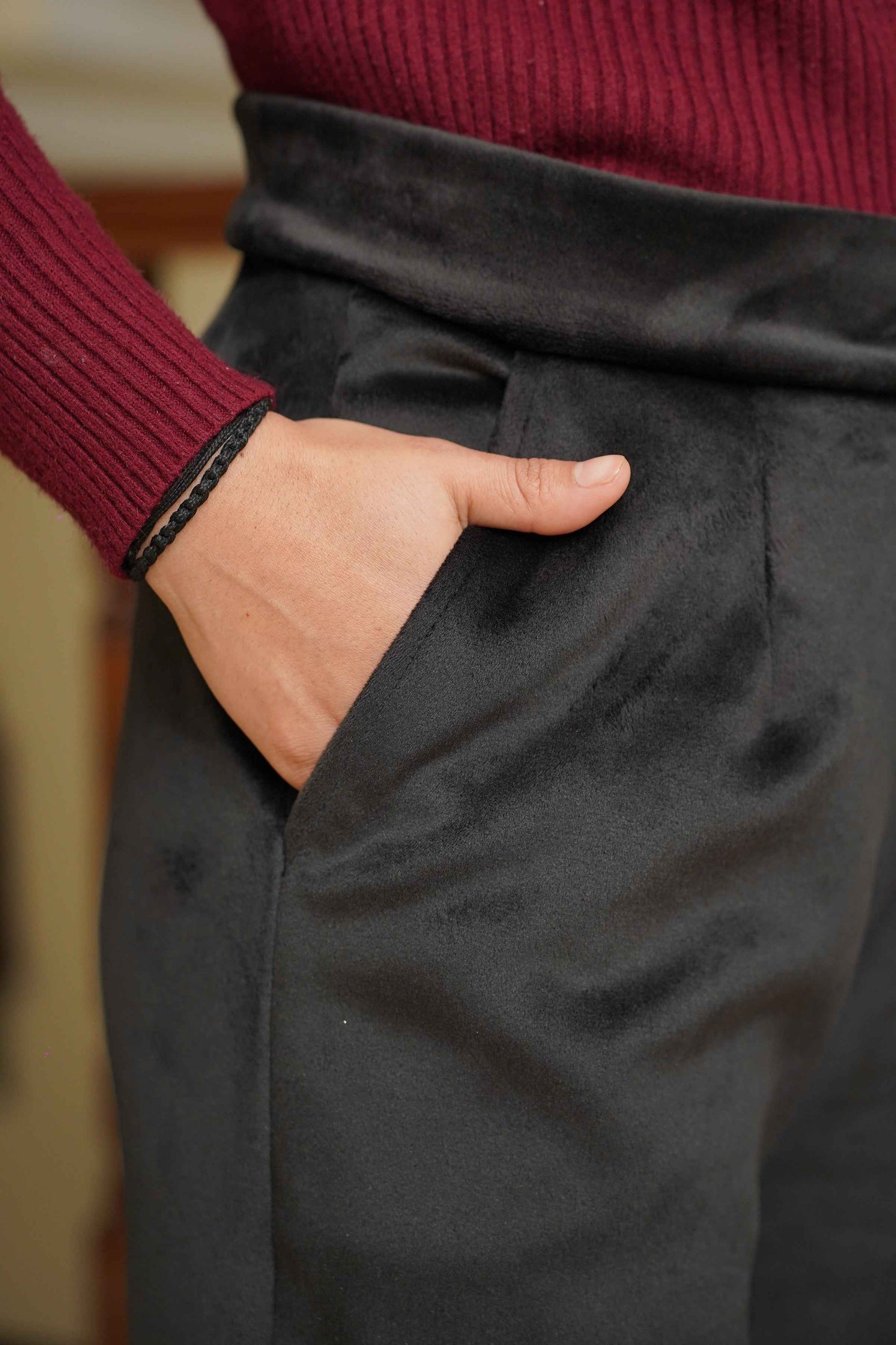 Black Velvet Fleece Pants