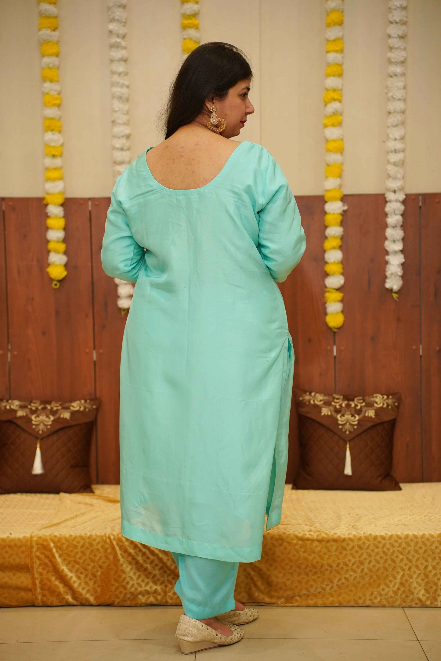 Turquoise Bliss Silk Suit Set