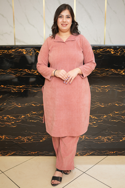 Cozy Coral Knitted Co-ord Set