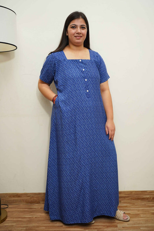 Cozy Cobalt Rayon Night Gown