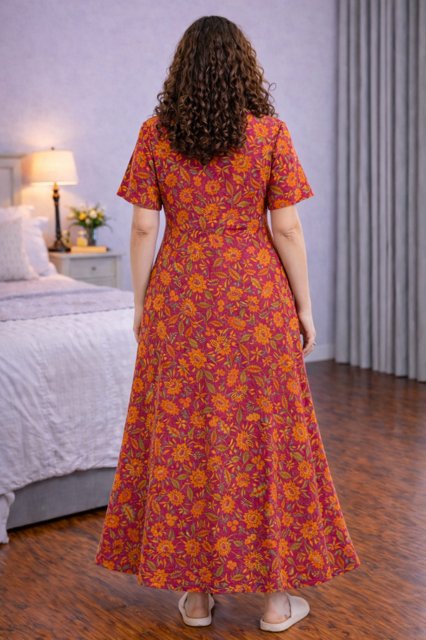 Crimson Blush Cotton Night Gown