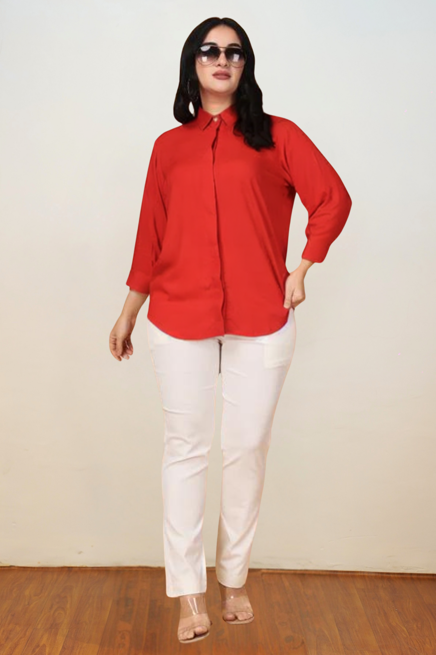 Buy Plus Size Crimson Red Solid Rayon Shirt At Apella | Sizes XS to 10 XL | India | Free Delivery | Customized