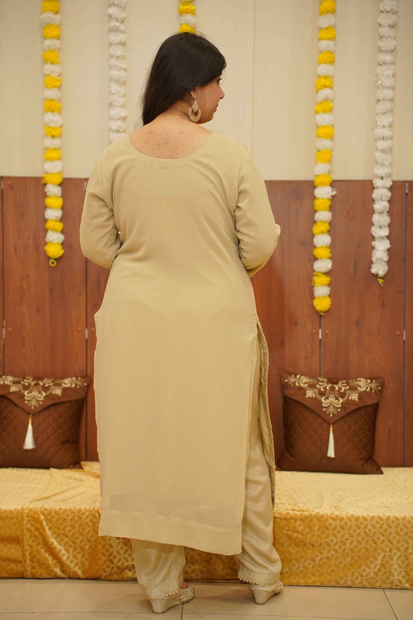 Gold Sequin Georgette Suit Set