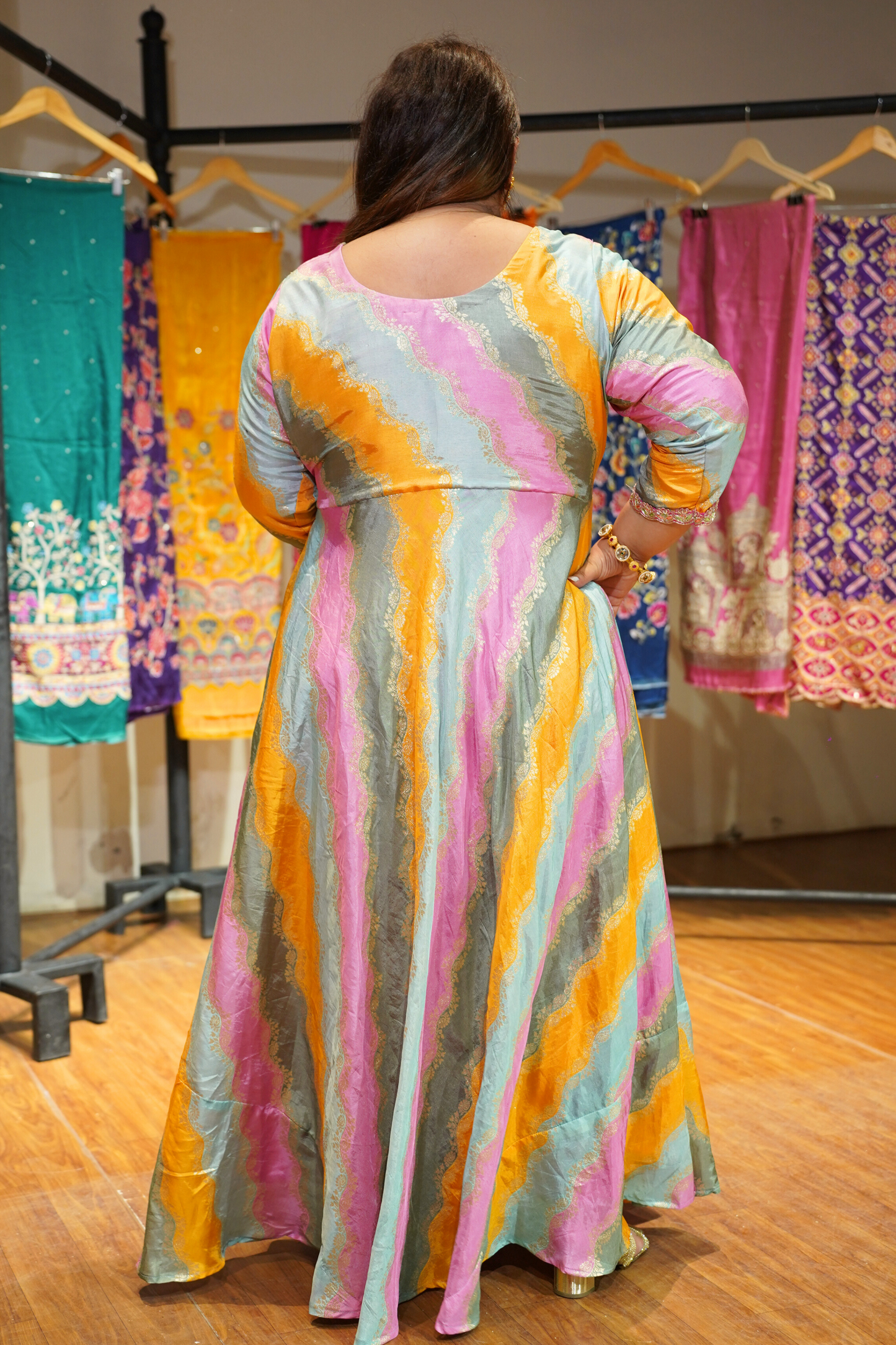 Eshita Pearl Silk Dress with Jacquard Weave