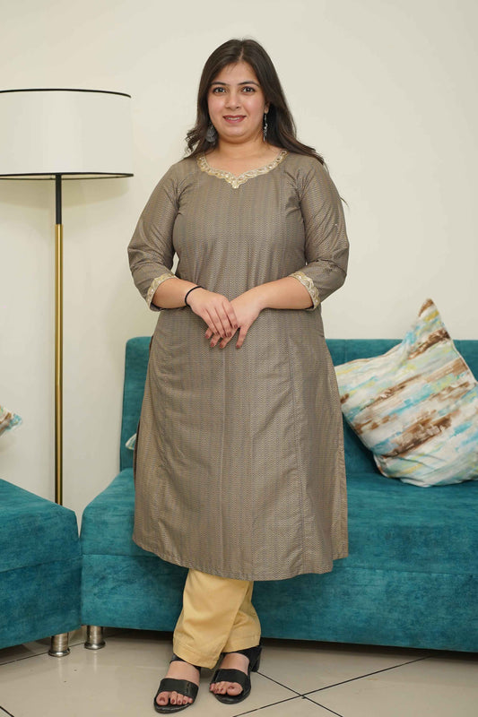 Gleaming Grey Foiled Kurta