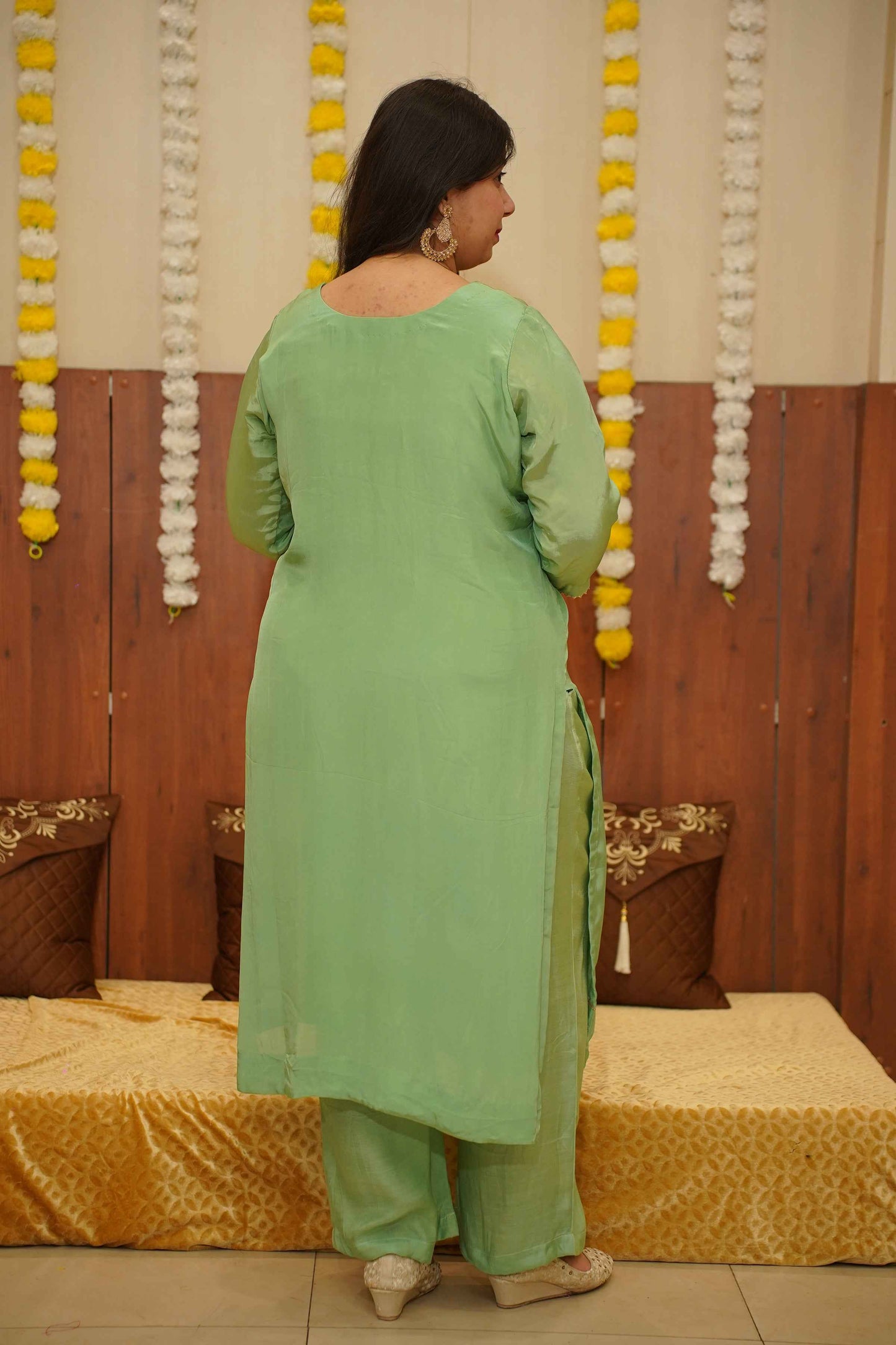 Meadow Green Silk Suit Set