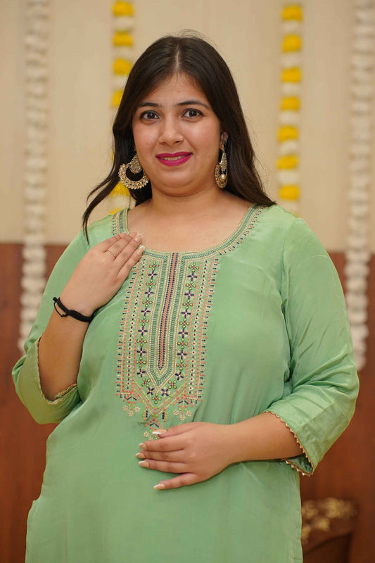 Meadow Green Silk Suit Set