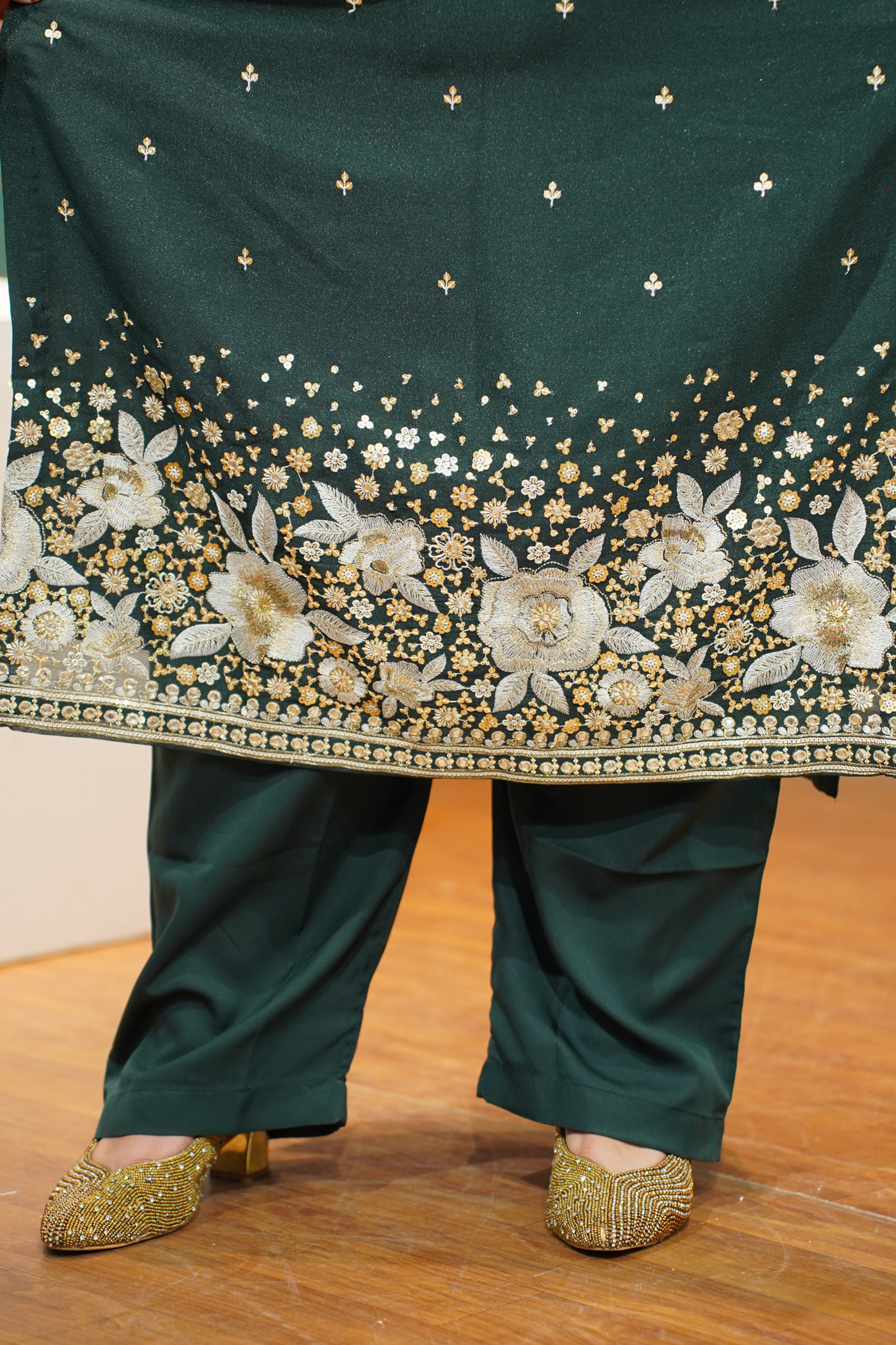 Green Panna Embroidered Fancy Suit