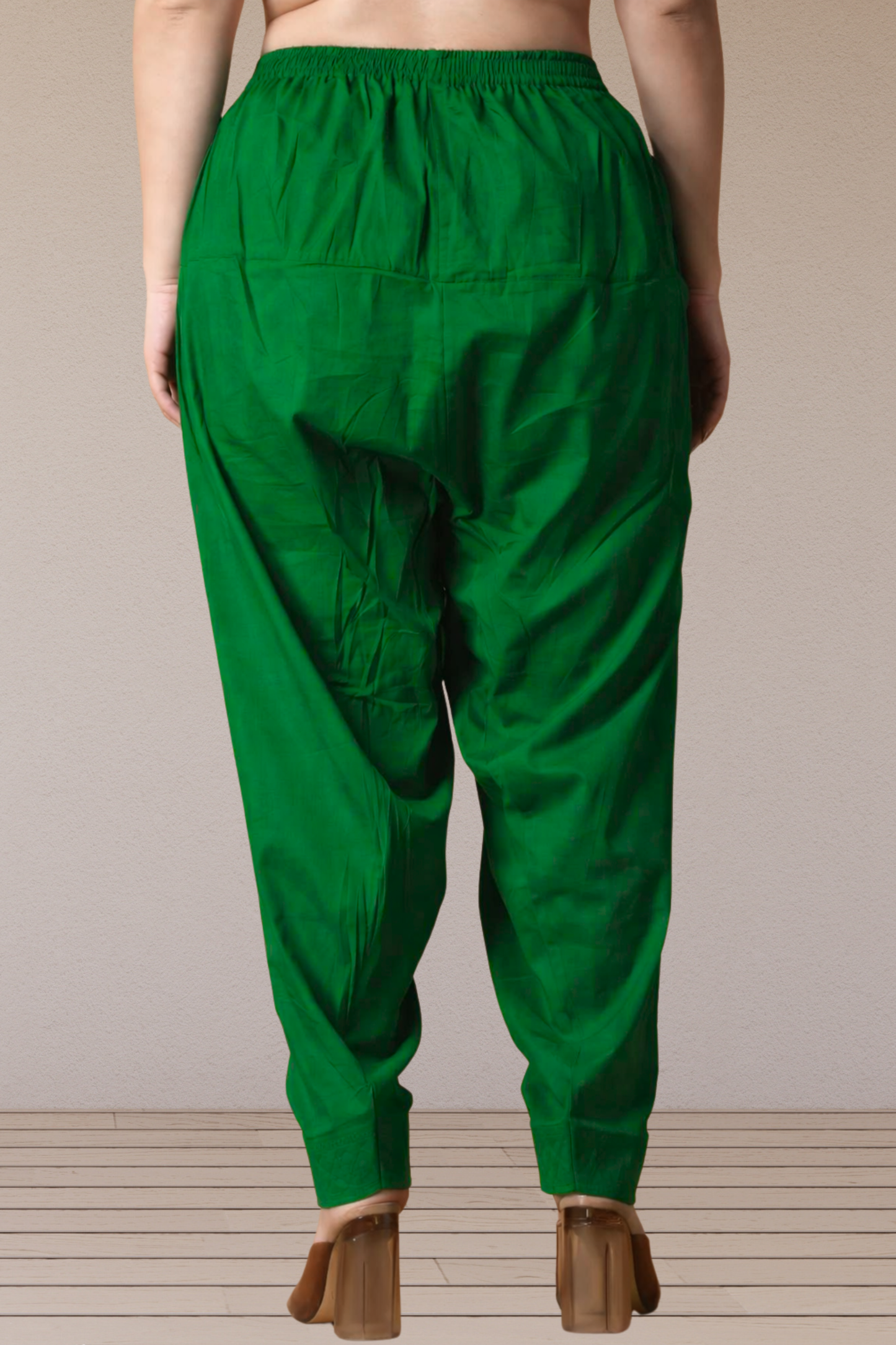 Dark Green Pleated Cotton Salwar