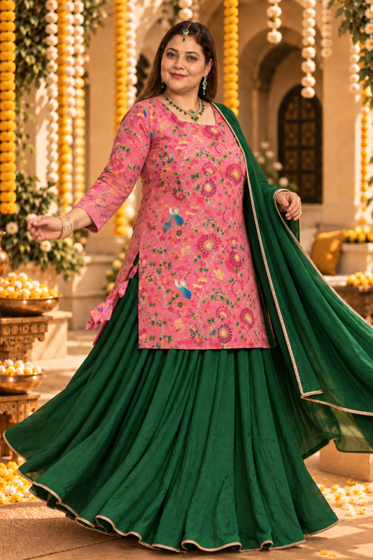 Gulveen Silk Skirt Suit With Placement Work