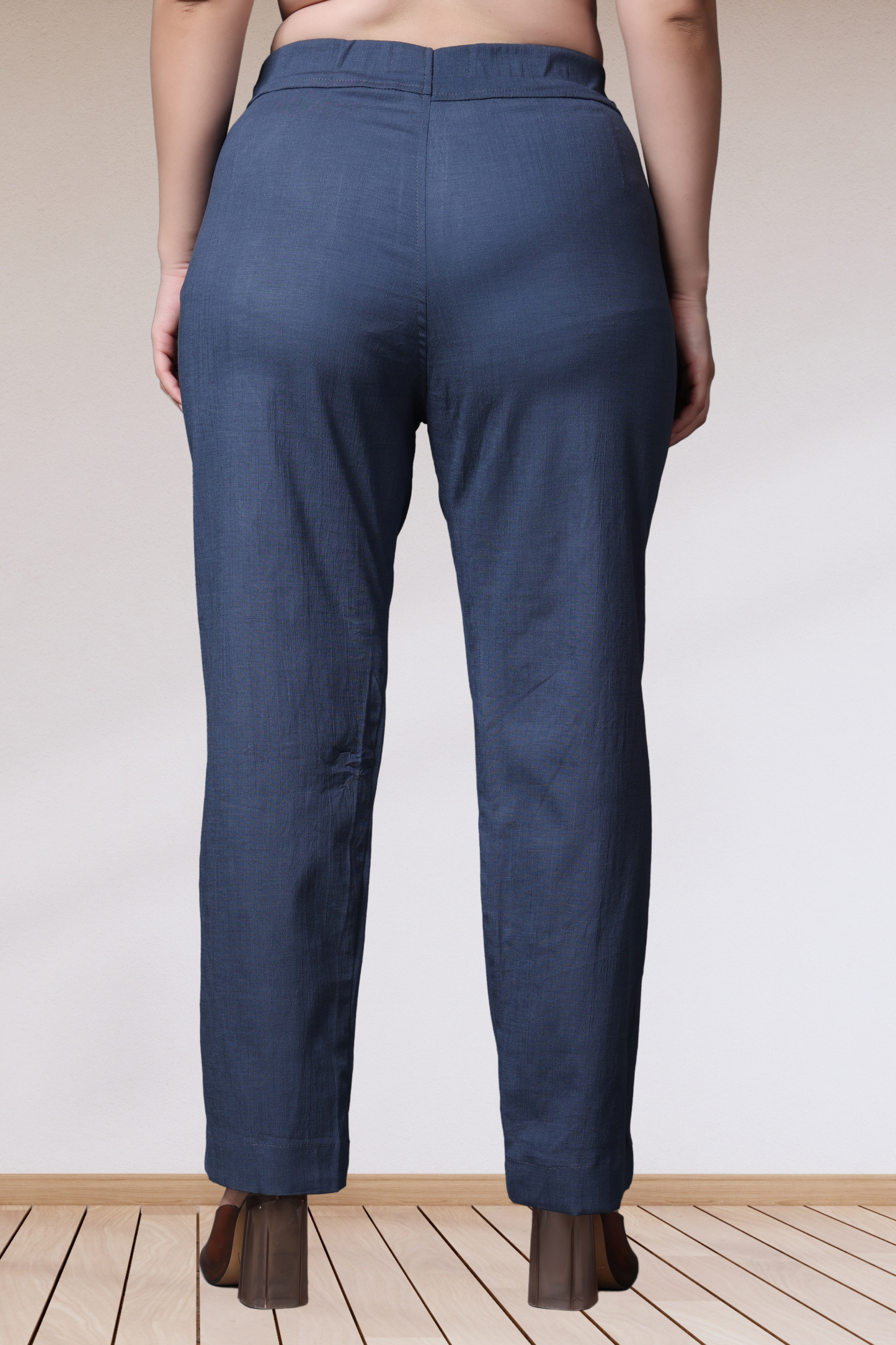 Buy Plus Size Dark Grey Lycra Slub Pants At Apella | Sizes XS to 10 XL | India | Free Delivery | Customized