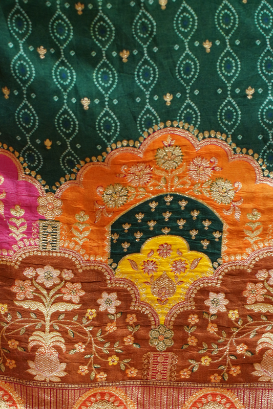 Haldi Henna Ombre Suit in Jacquard Silk