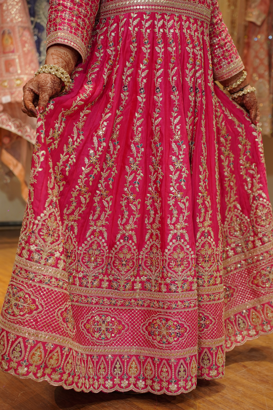 Ilisha Magenta Embroidered Dress With Dupatta