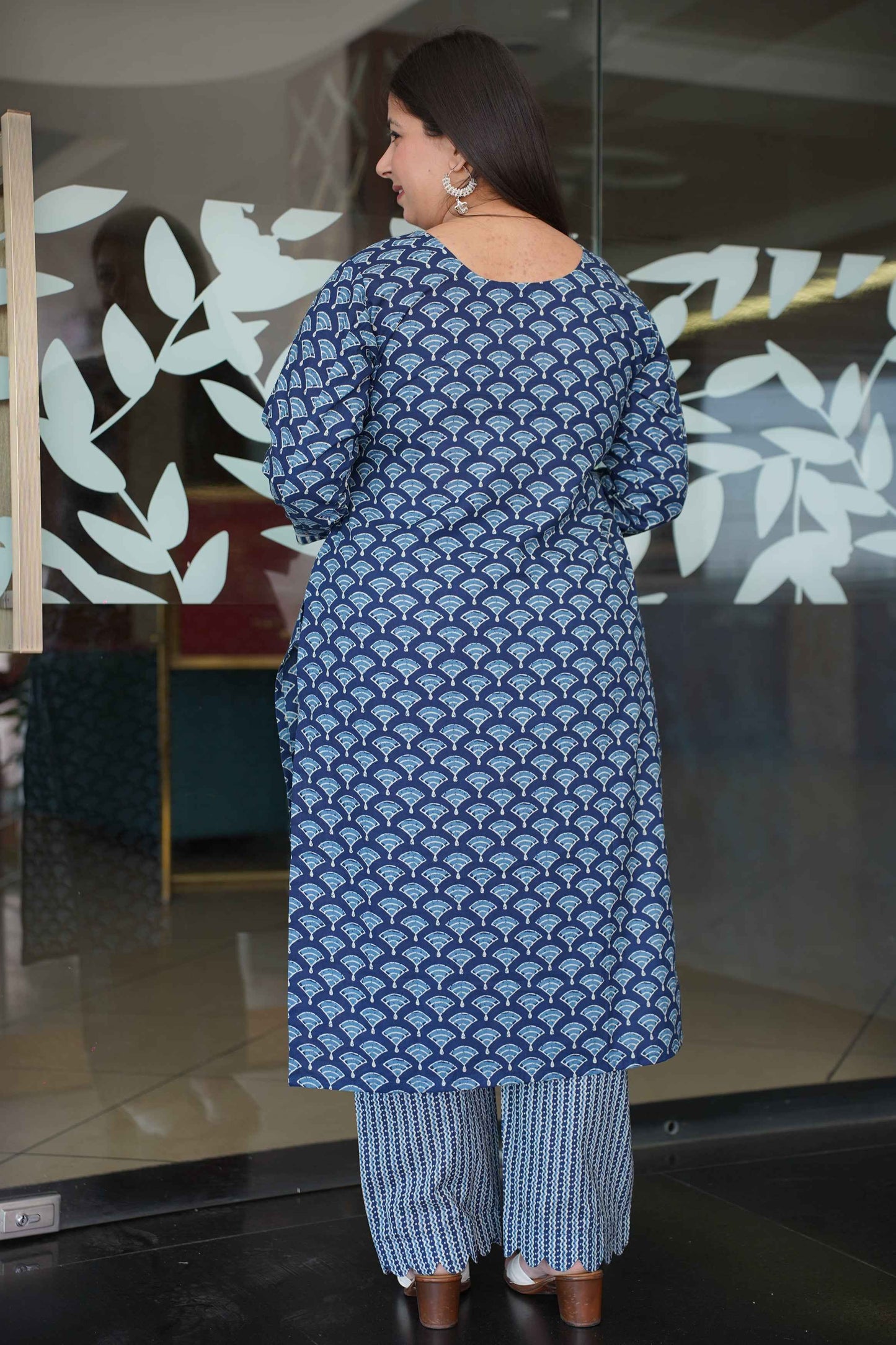 Indigo Block Printed Cotton Suit Set