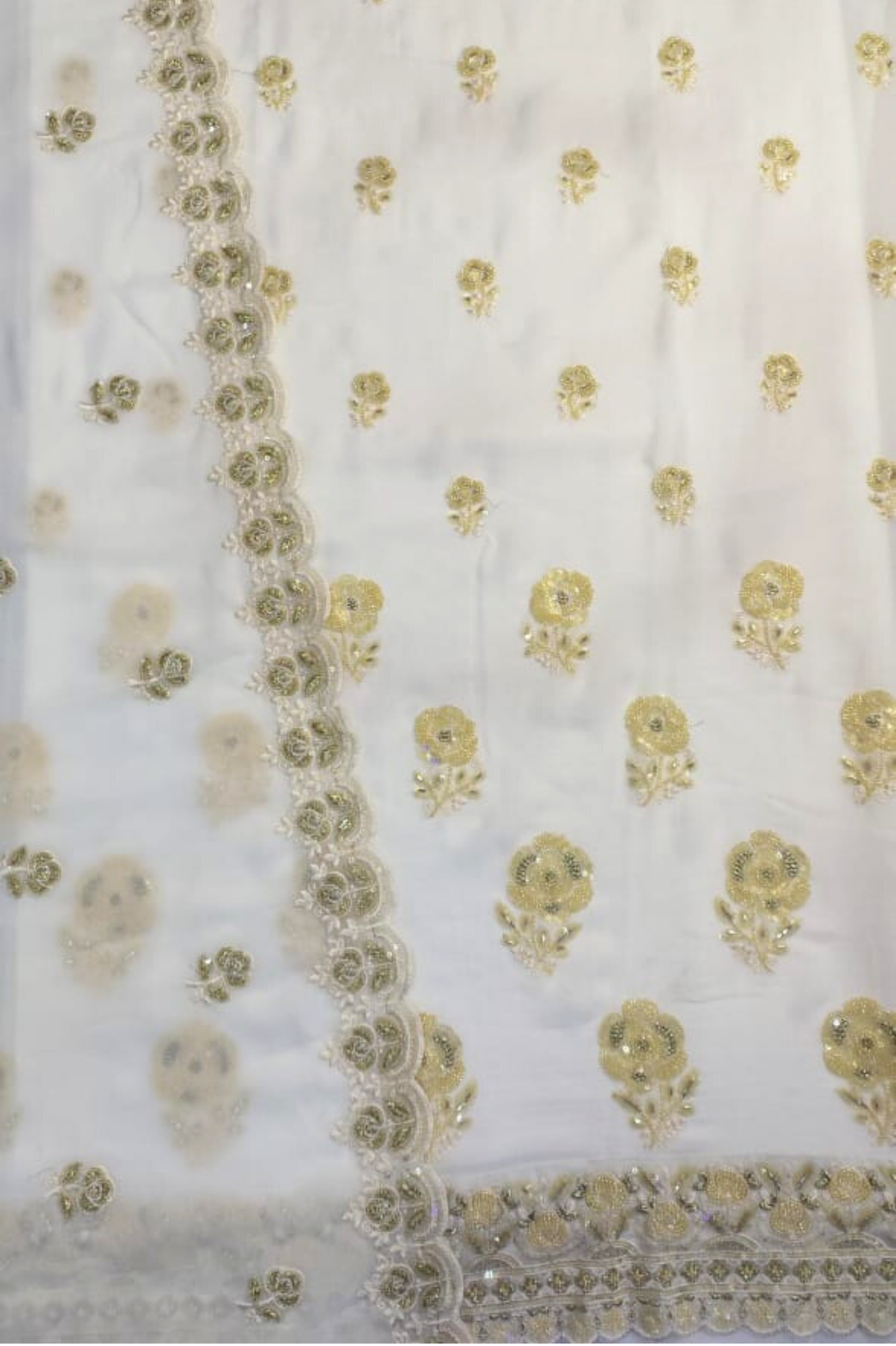 Ivory Lemon Pure Georgette Suit with Handwork