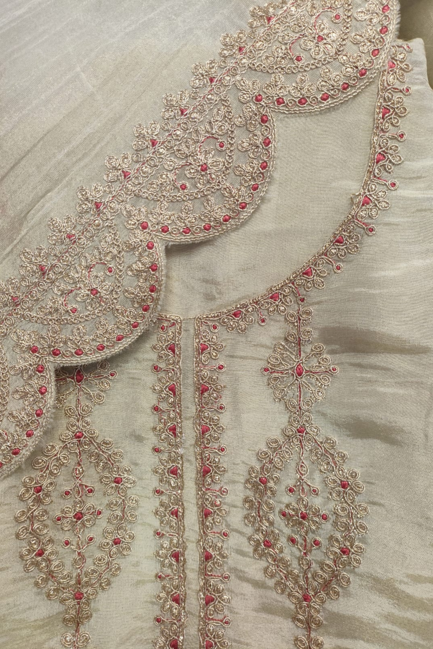 Ivory Silk Shimmer Dress Material