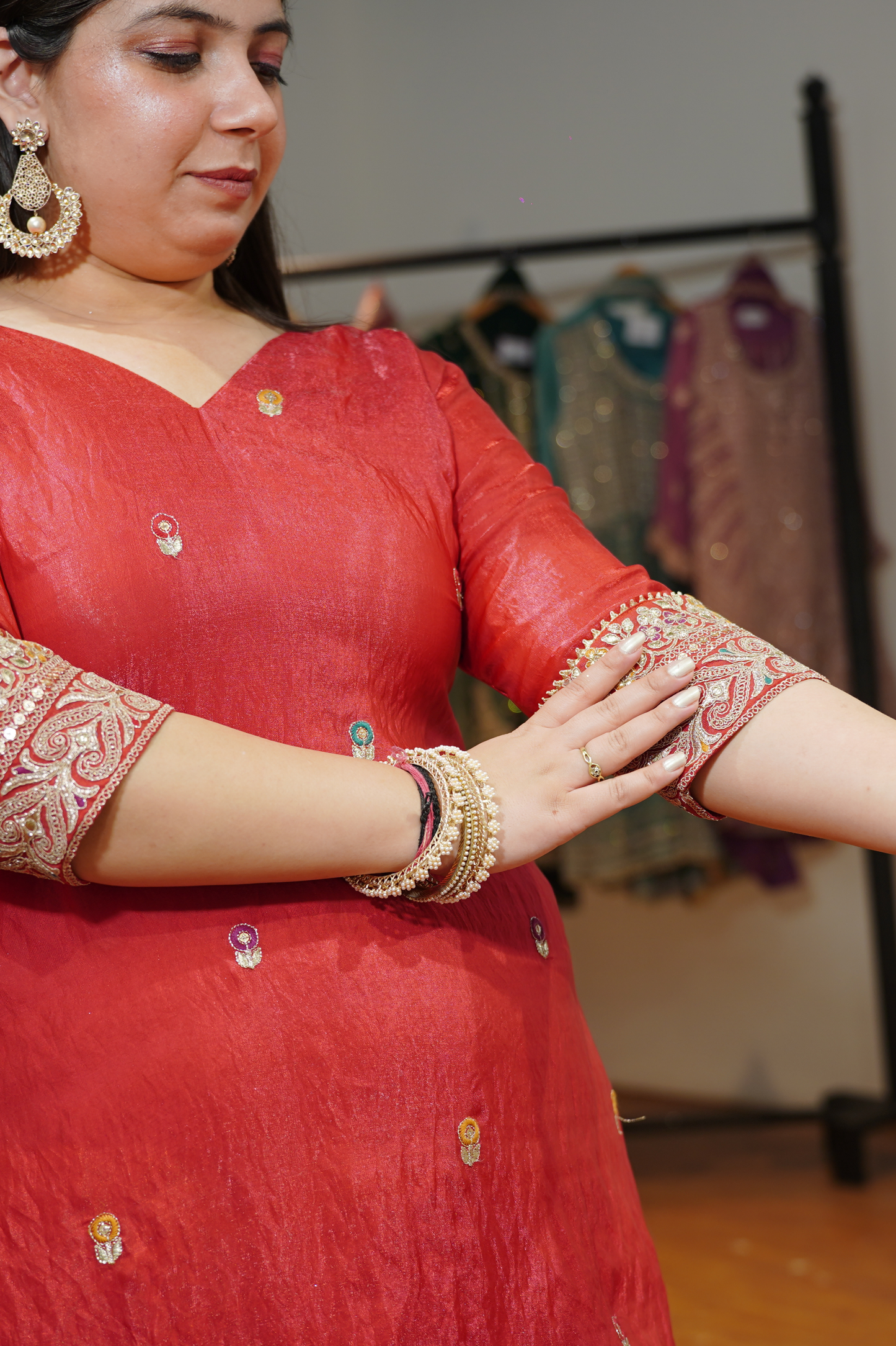 Kavisha Rose Suit Set With Zari & Thread Embroidery