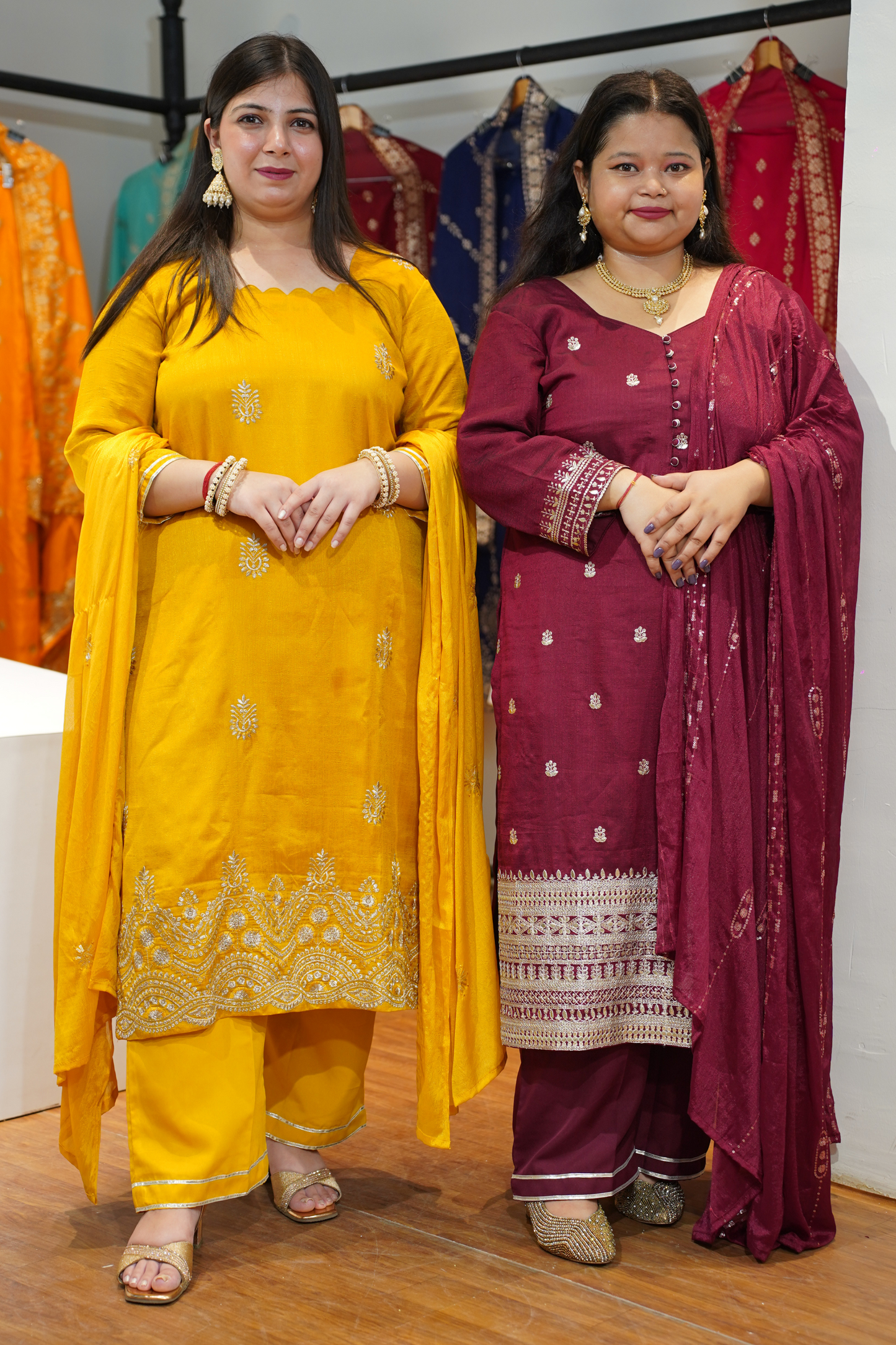 Laddu Peela Embroidered Fancy Suit