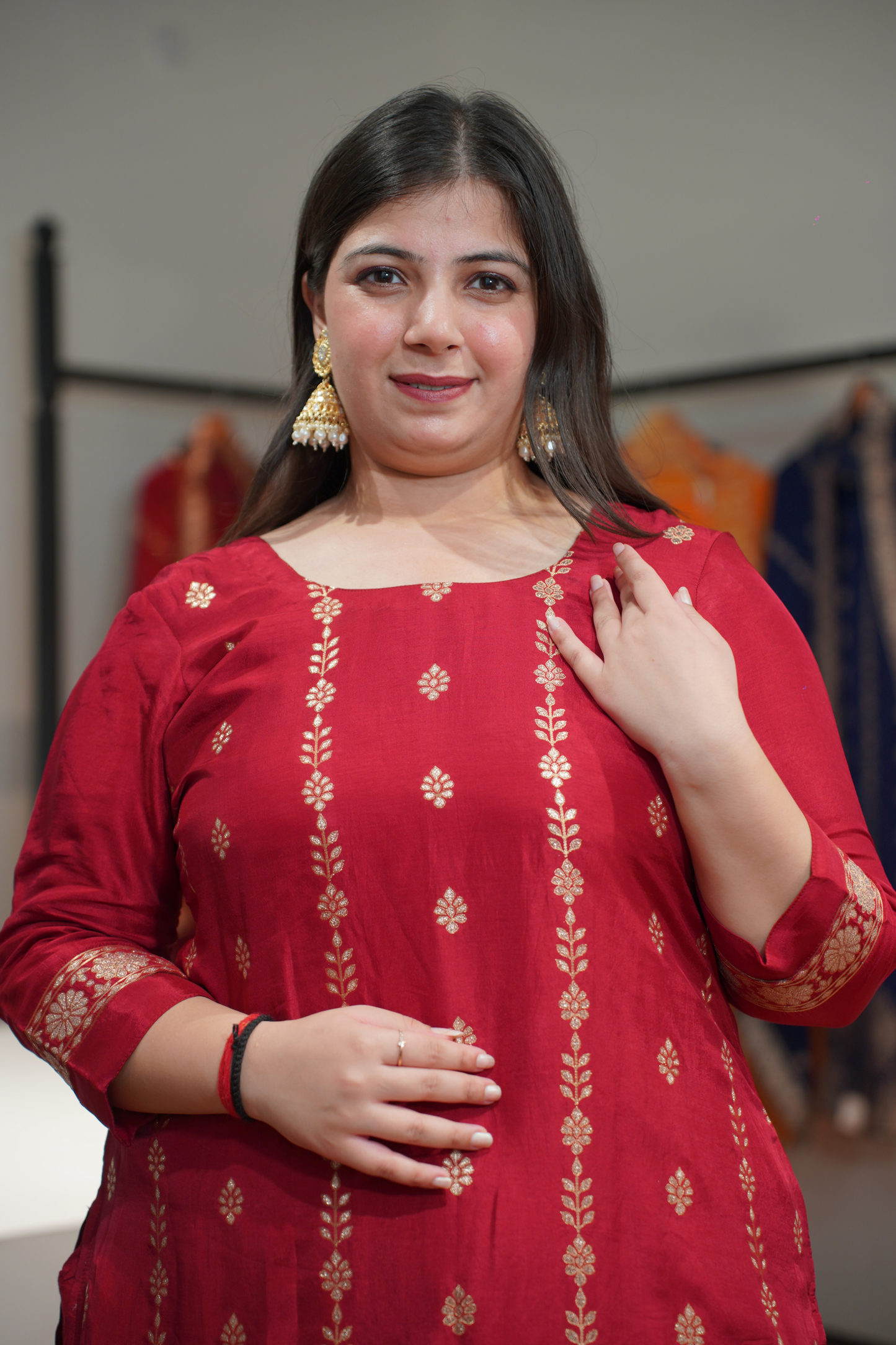 Lavanya Maroon Jacquard Silk Suit