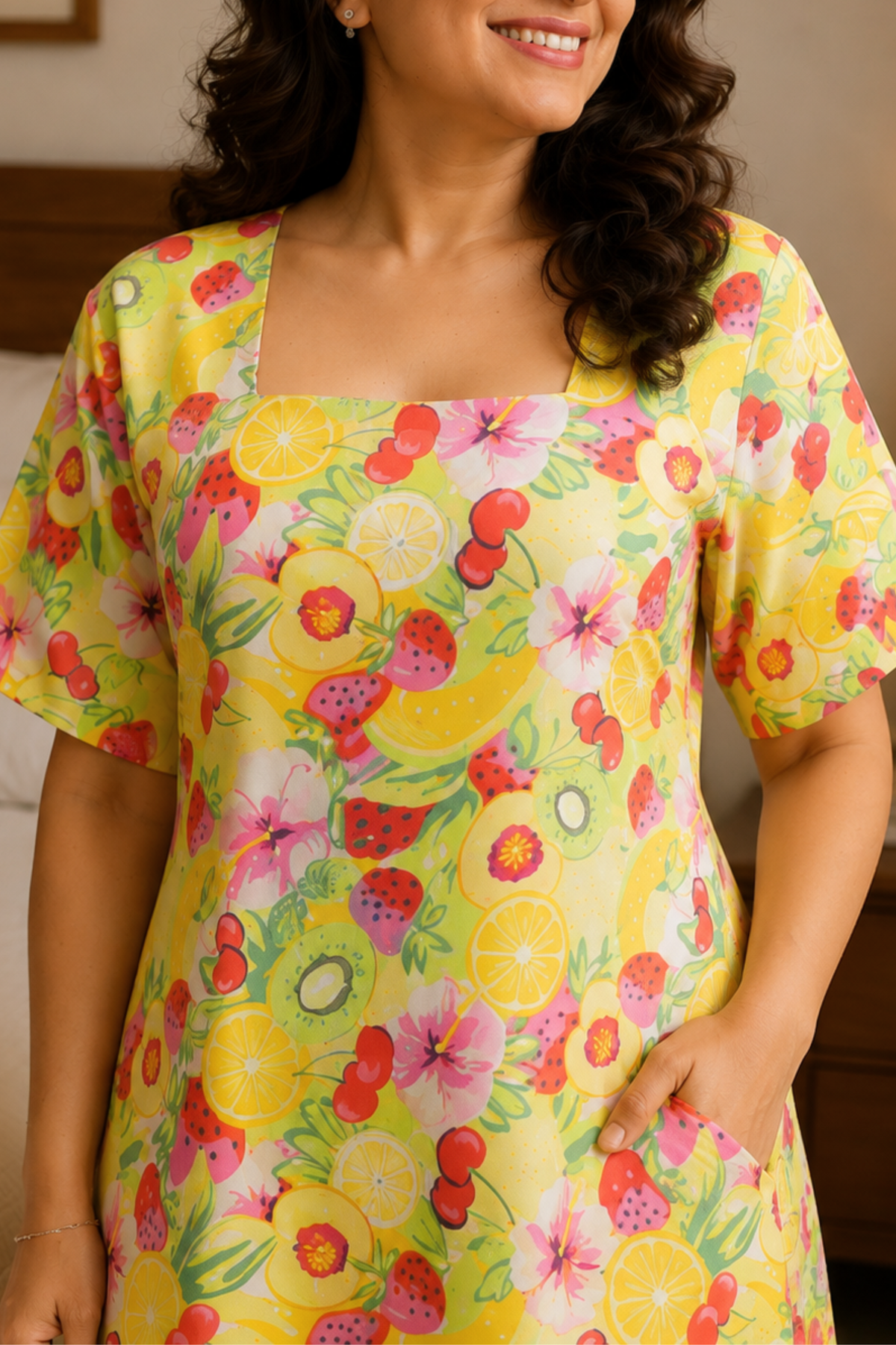 Citrus Splash Cotton Night Gown