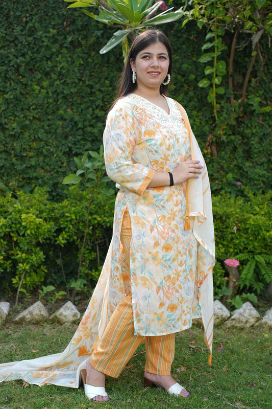 Lemony Petals Modal Suit Set