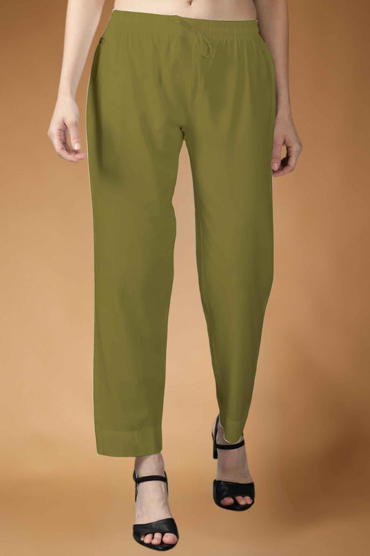 Light Army Green Rayon Kurti Pant