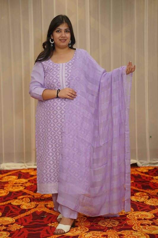 Lilac Delight Jacquard Linen Suit