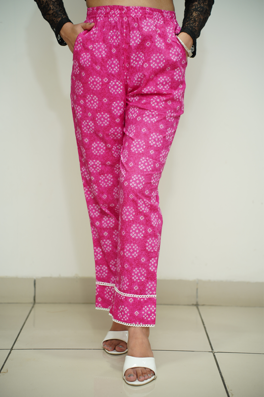 Magenta Bandhej Cotton Pants