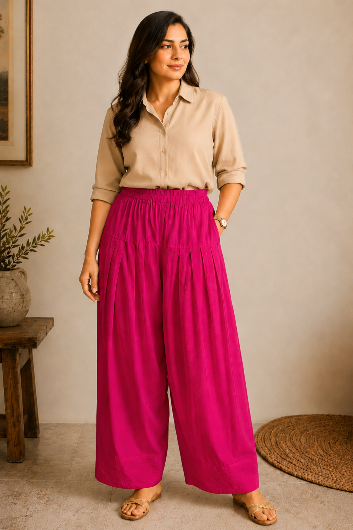 Magenta Rayon Farshi Salwar