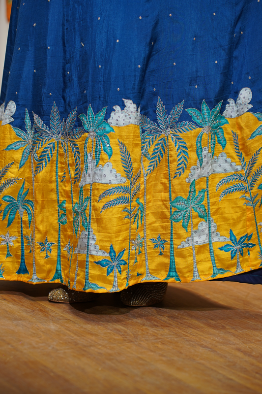 Mahika Blue Silk Dress with Exquisite Motifs