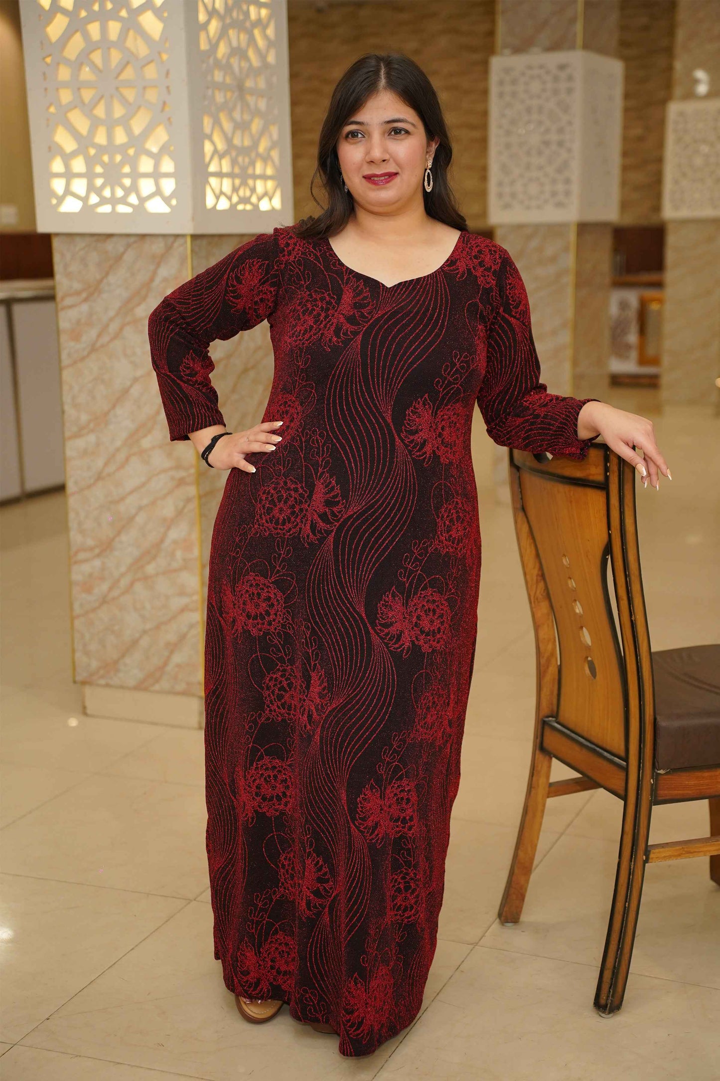 Crimson Dusk Glimmer Cocktail Dress