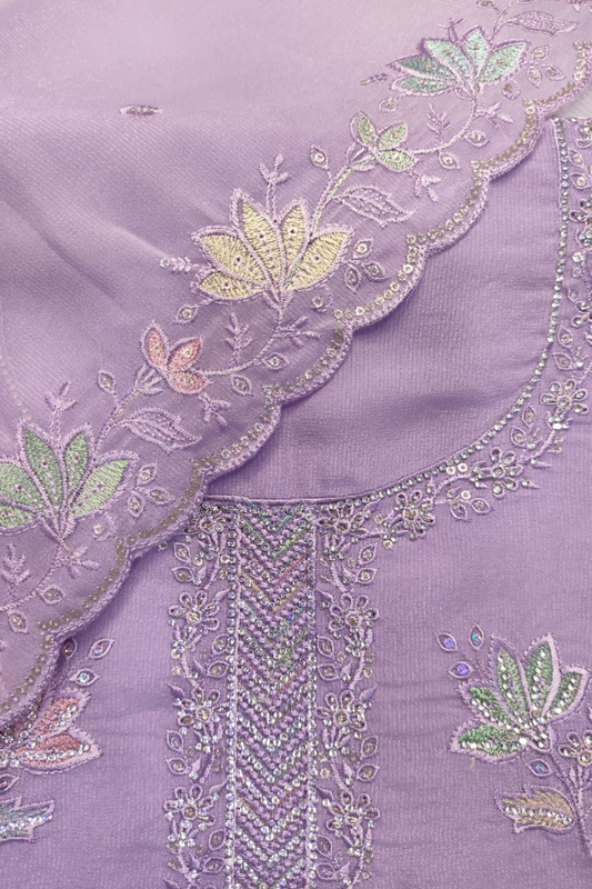 Mauve Georgette Suit with Stone Work