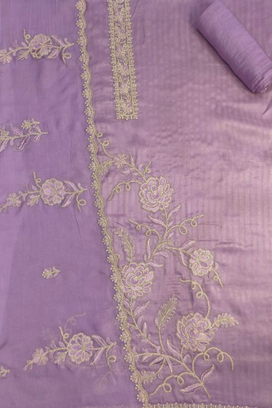 Mauve Organza Shimmer Unstitched Suit