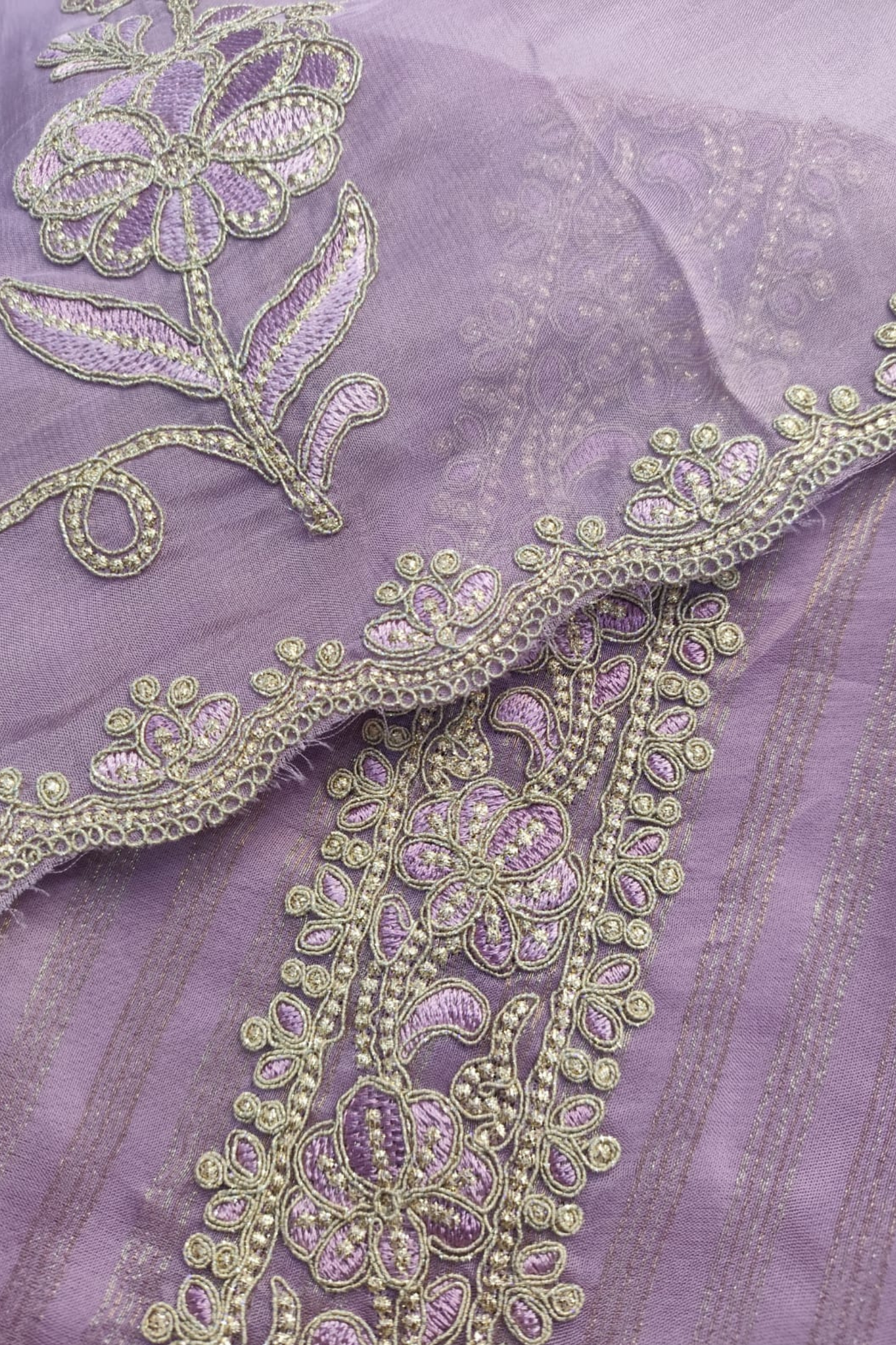 Mauve Organza Shimmer Unstitched Suit