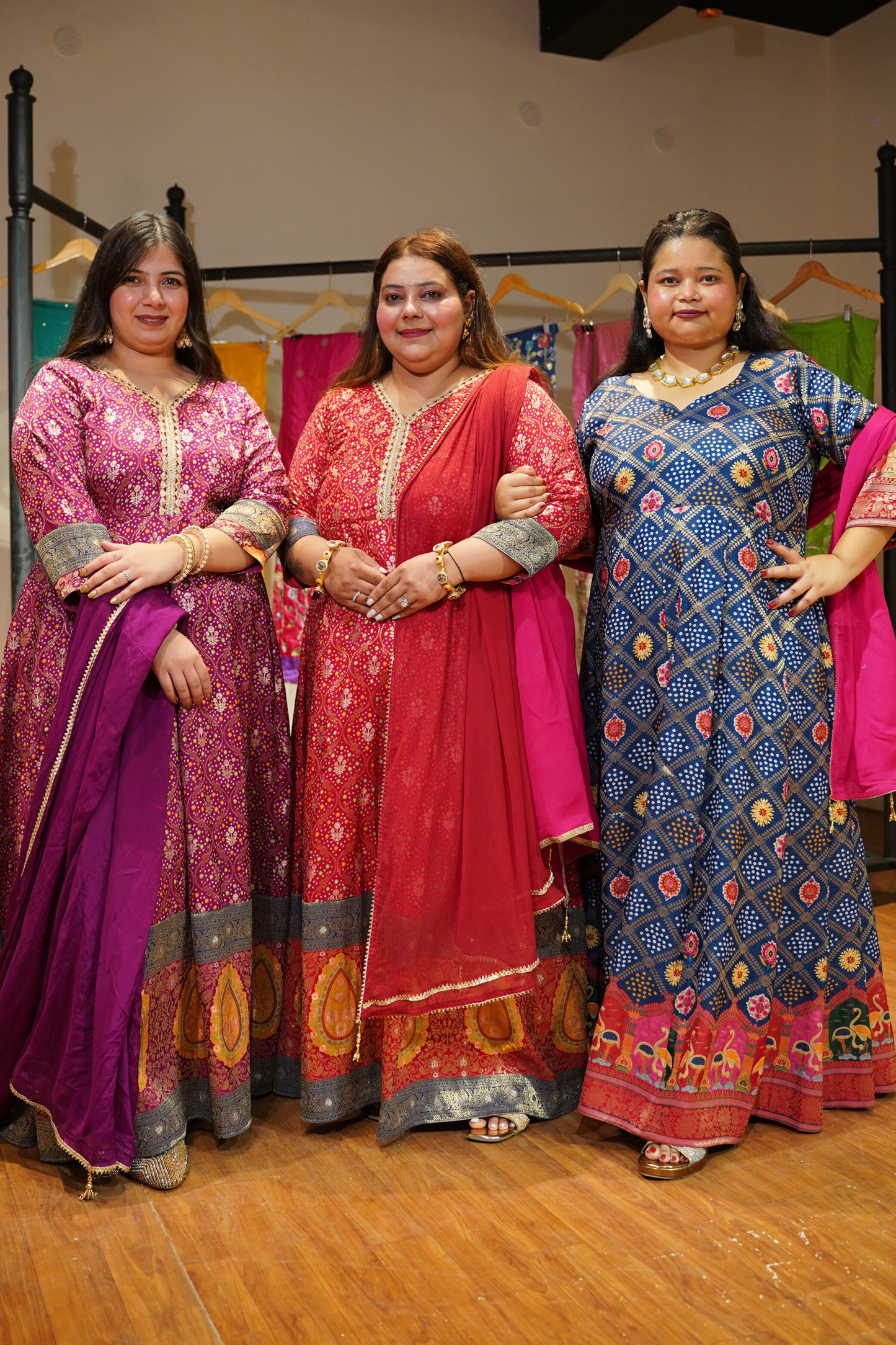 Meghna Blue Silk Dress with Jacquard Weave