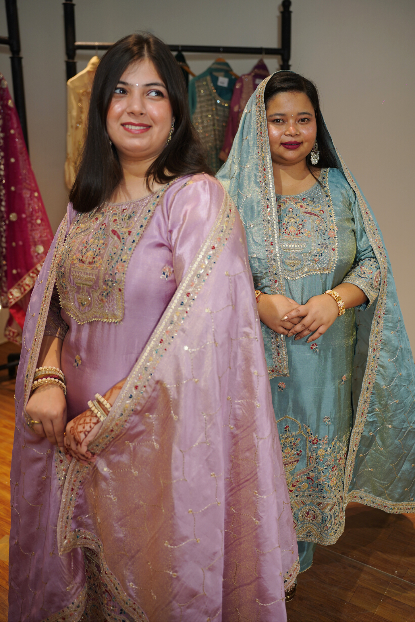 Mehzaan Tissue Shimmer Suit with Zari Embroidery