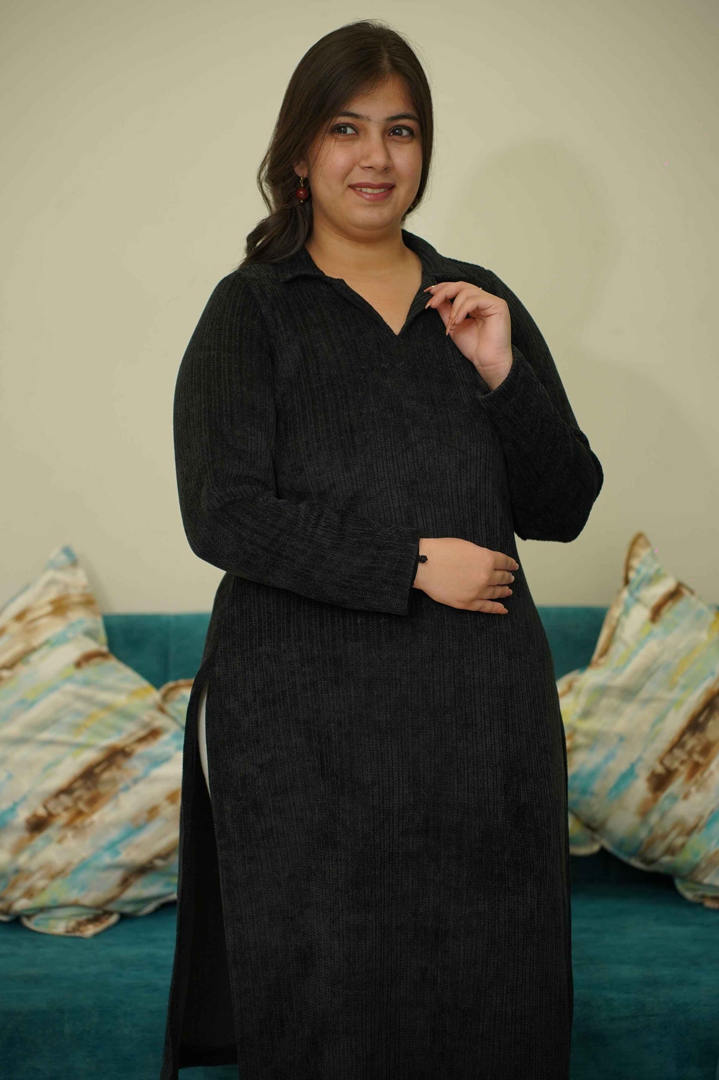 Midnight Allure Knitted Kurta