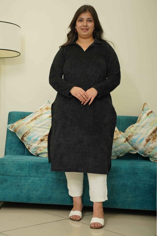 Midnight Allure Knitted Kurta