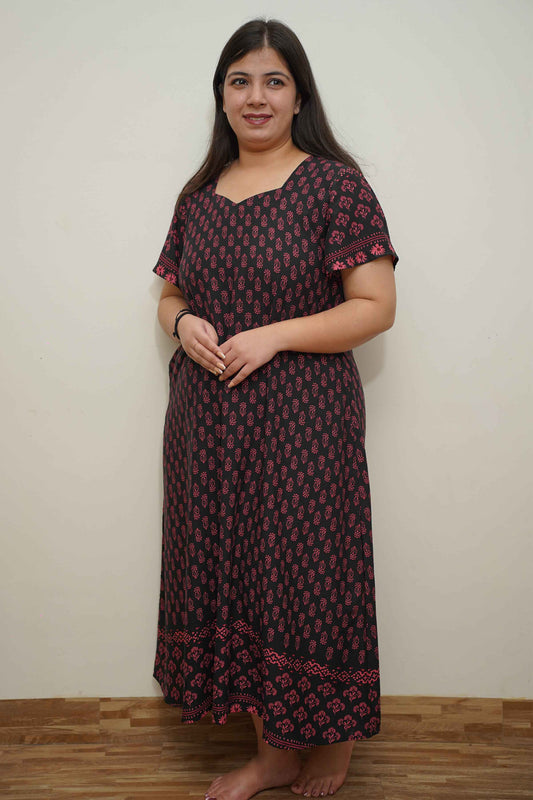 Midnight Blooms Rayon Night Gown