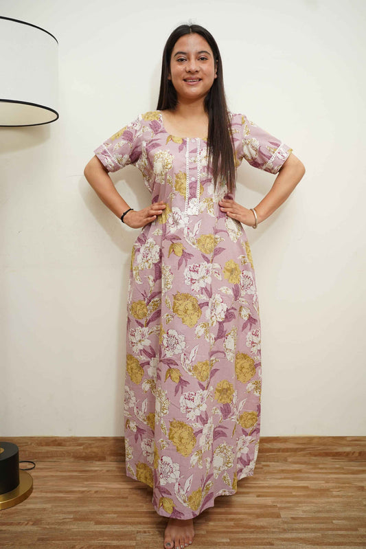 Misty Mauve Cotton Night Gown