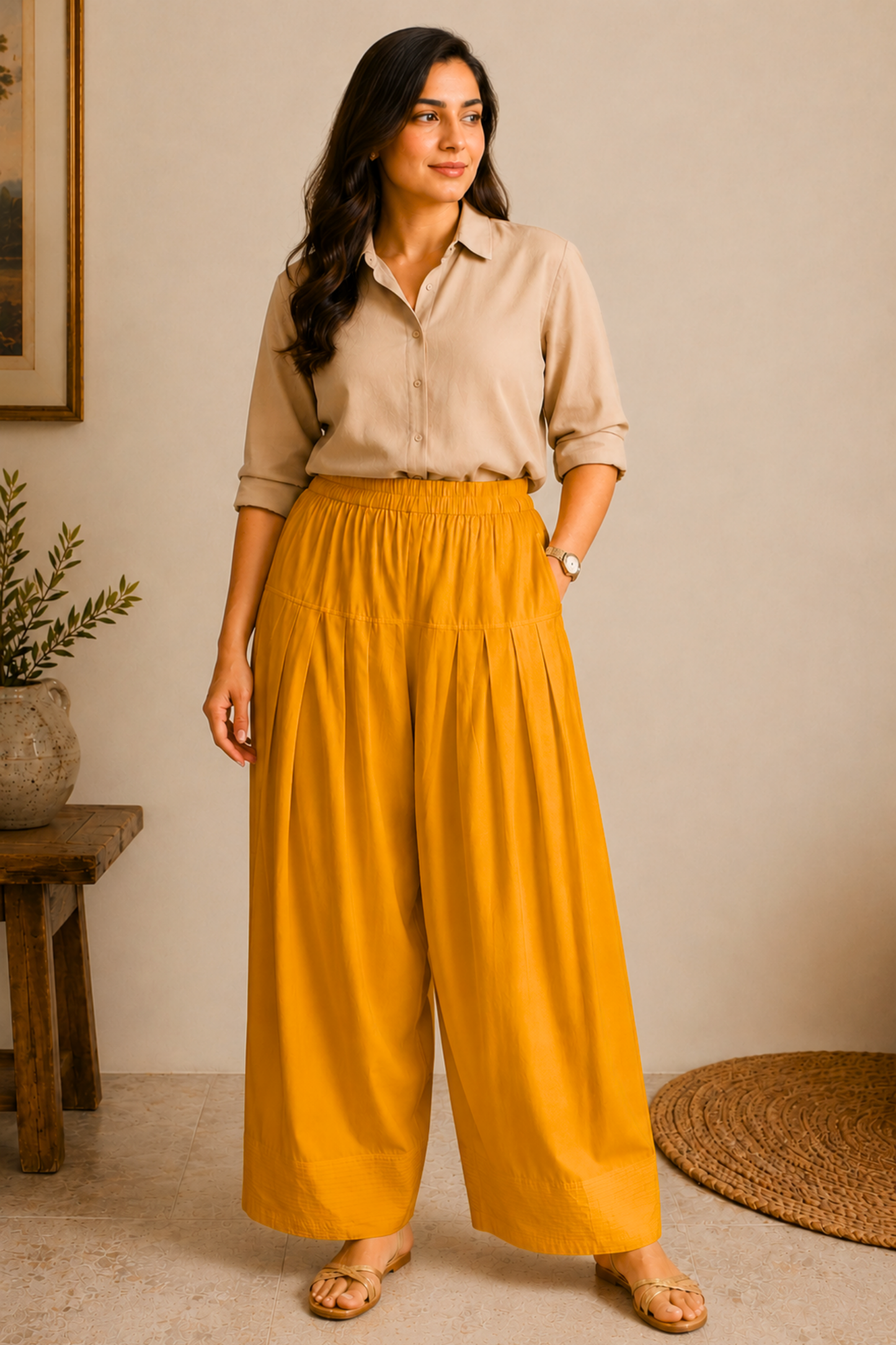 Mustard Rayon Farshi Salwar