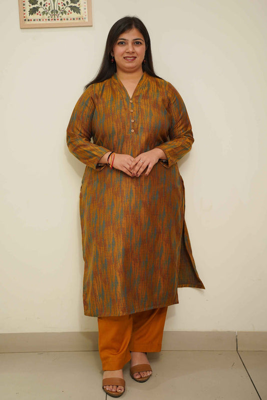 Mustard Spectrum Woollen Kurta