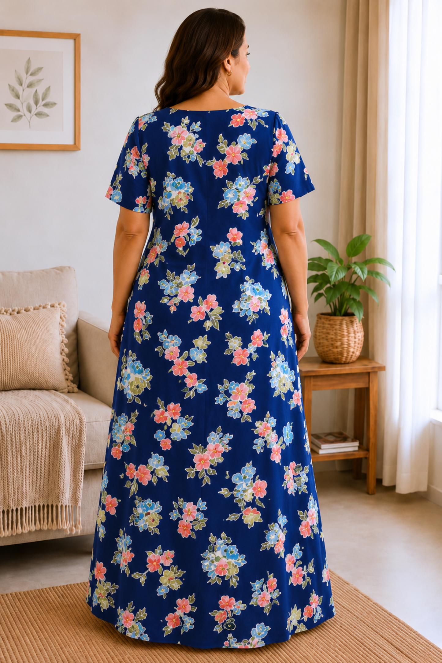 Blue Bouquet Rayon Night Gown