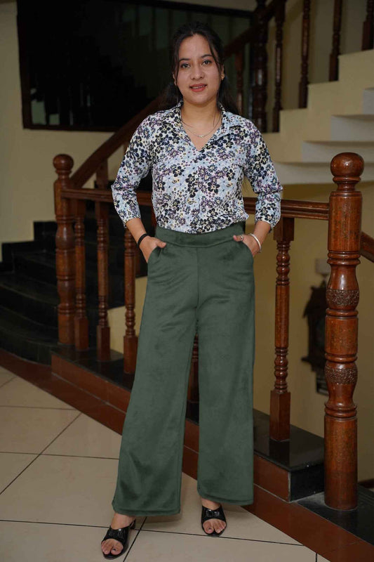 Greeny Velvet Fleece Pants