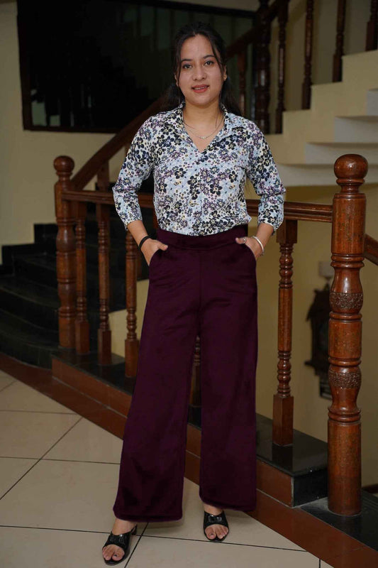 Burgundy Velvet Fleece Pants